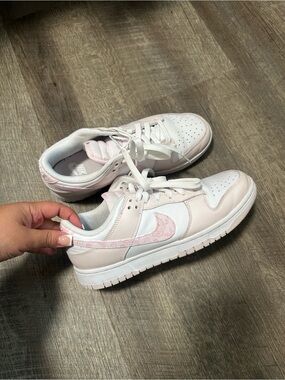 Nike White paisley Sneakers with Pale Pink Swoosh Accents